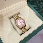 Datejust series pink dial with diamonds 31mm gold strap